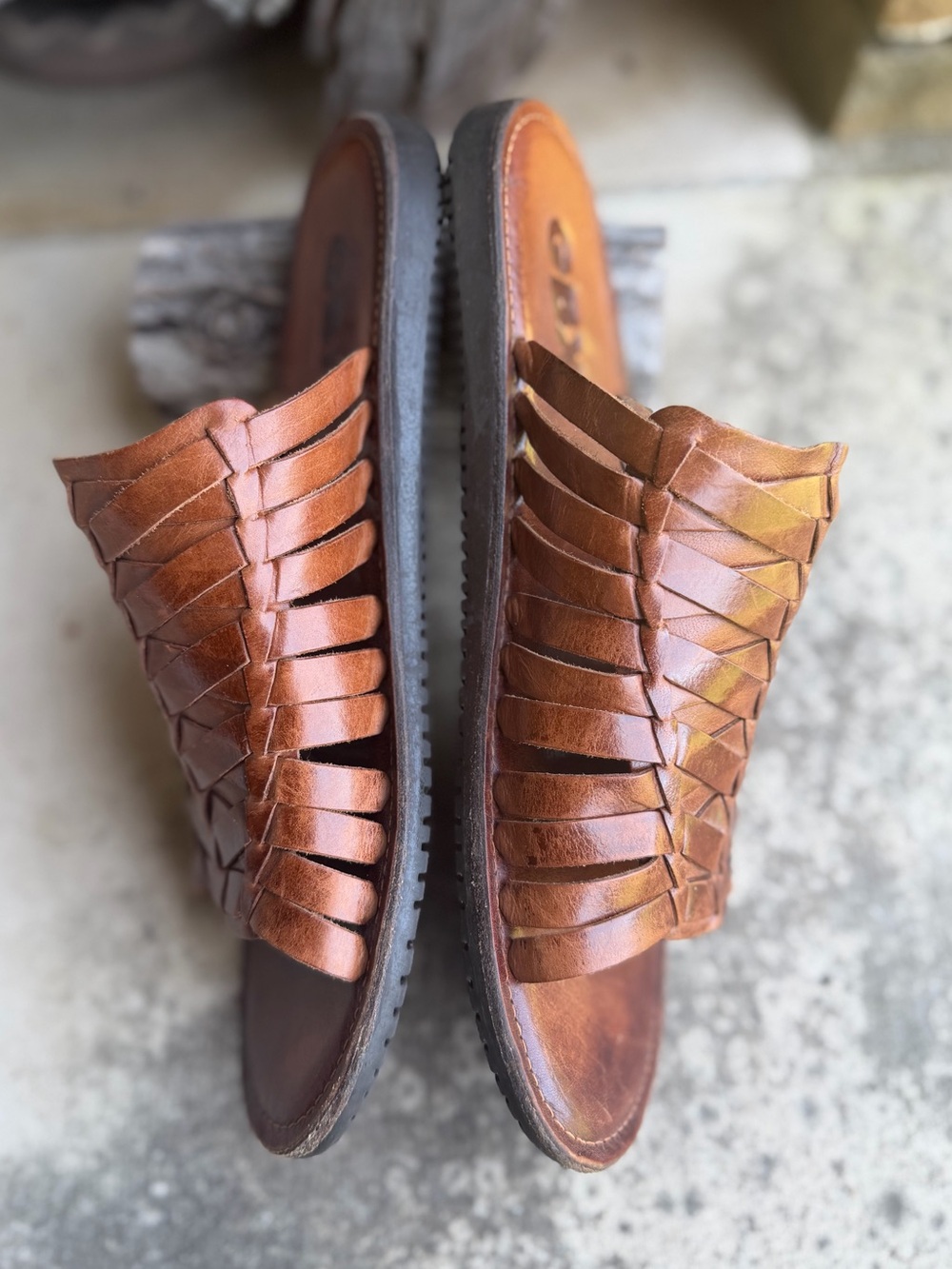 Men's Brown Leather Woven Slide Sandals by GBX. Sz-8.5. F - Picture 2 of 10